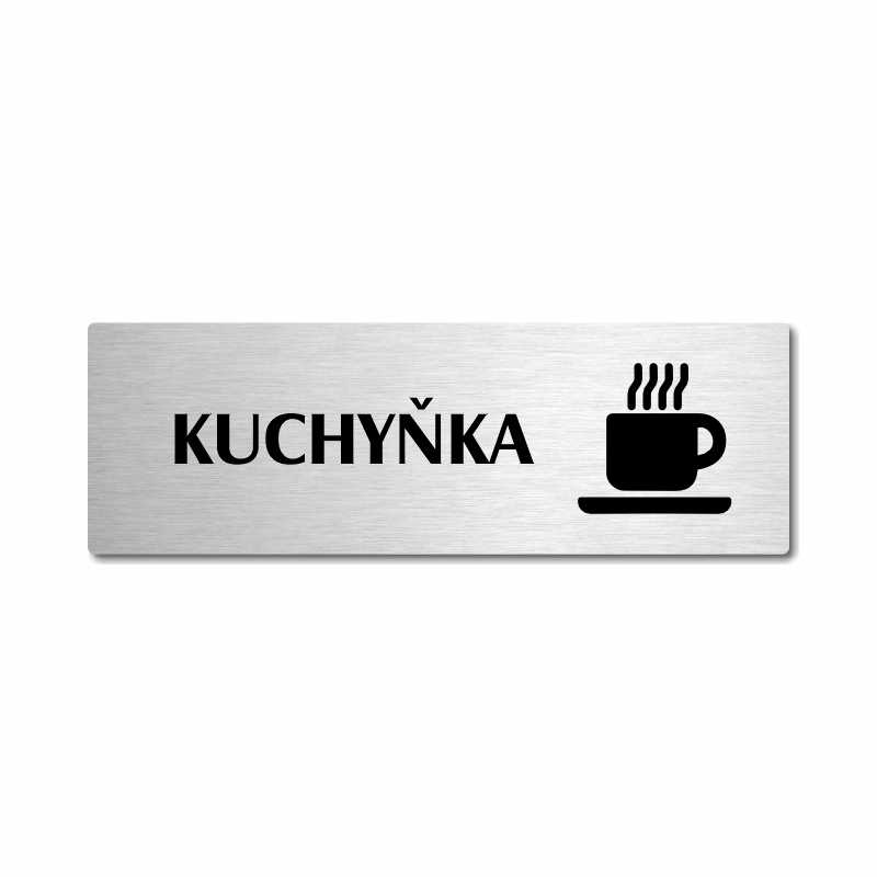 Kuchyňka, stříbrná popiska na dveře